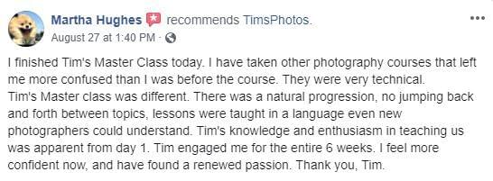 Martha hughes thank you tim shields photography transformation masterclass